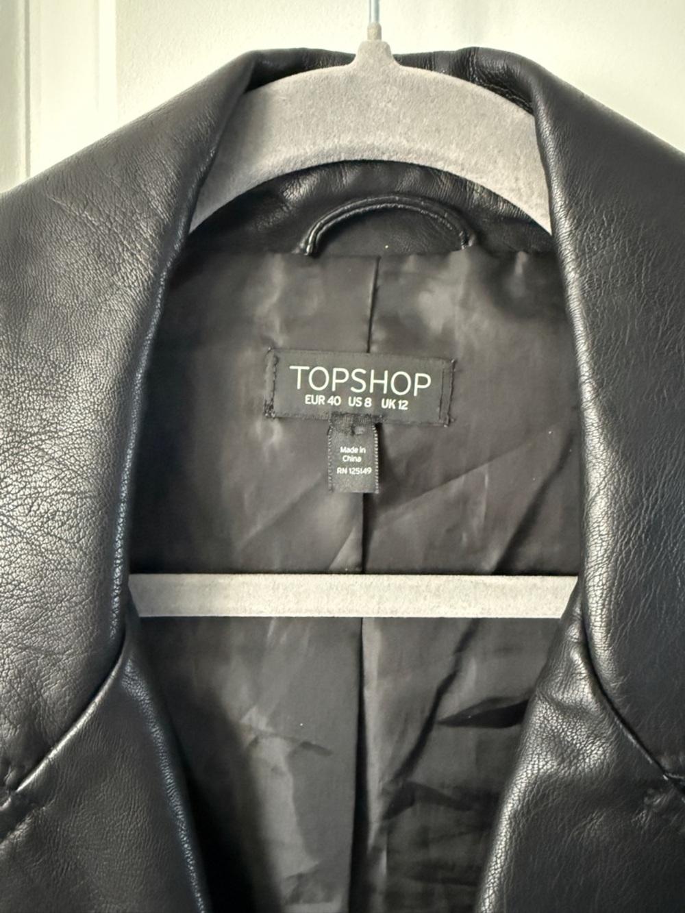 Topshop Black Quilted-Panel Leather Moto Jacket - Picture 2 of 4